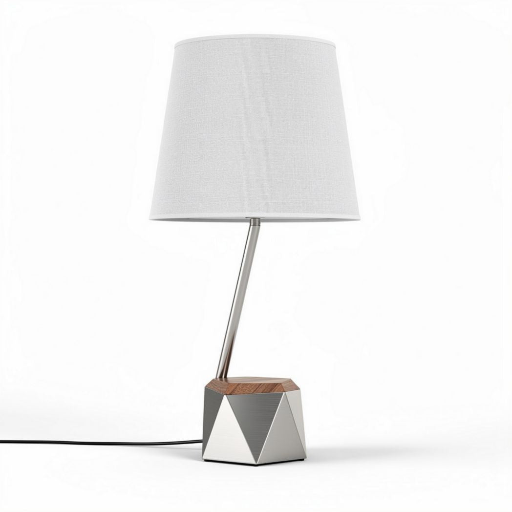 Tafellamp met metalen basis en stoffen lampenkap 30 x 15 x 15cm