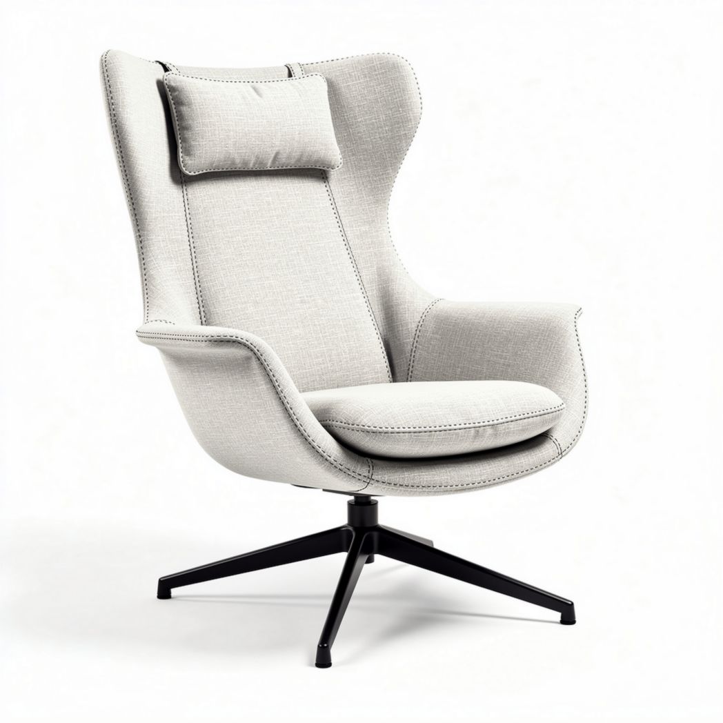 Grijze fauteuil met houten poten en zacht stofontwerp 80 x 80 x 100cm
