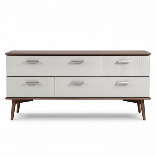 TV meubel in wit met houtlook 150 x 40 x 70 cm en vier lades