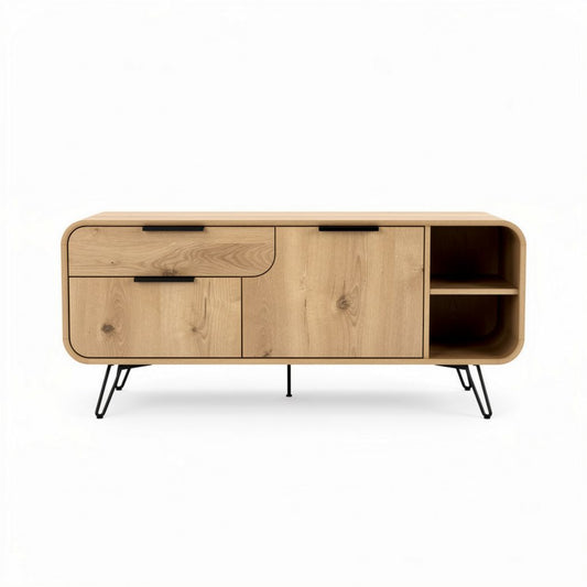TV-meubel van hout met opbergruimte en metalen poten 150 x 40 x 50cm