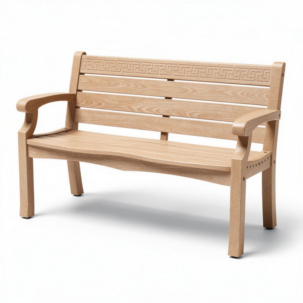Houten tuinbank met armleuningen 150 x 60 x 85 cm beige kleur