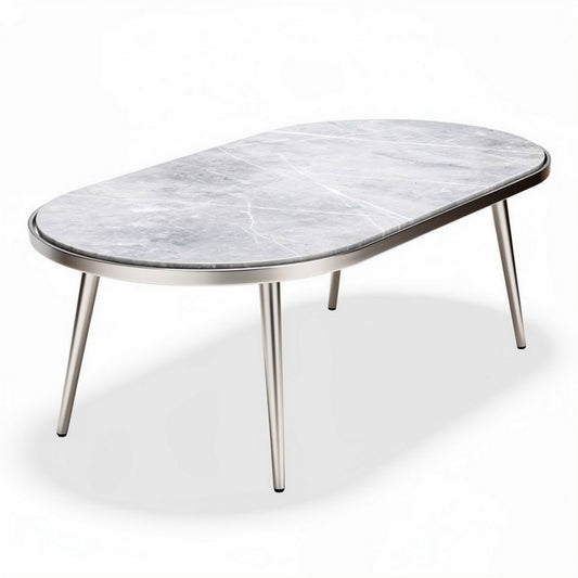 Salontafel van marmer met metalen poten 120 x 70 x 40 cm