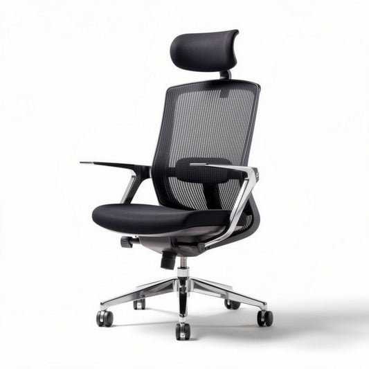 Ergonomische bureaustoel met mesh rugleuning en verstelbare armleuningen zwart