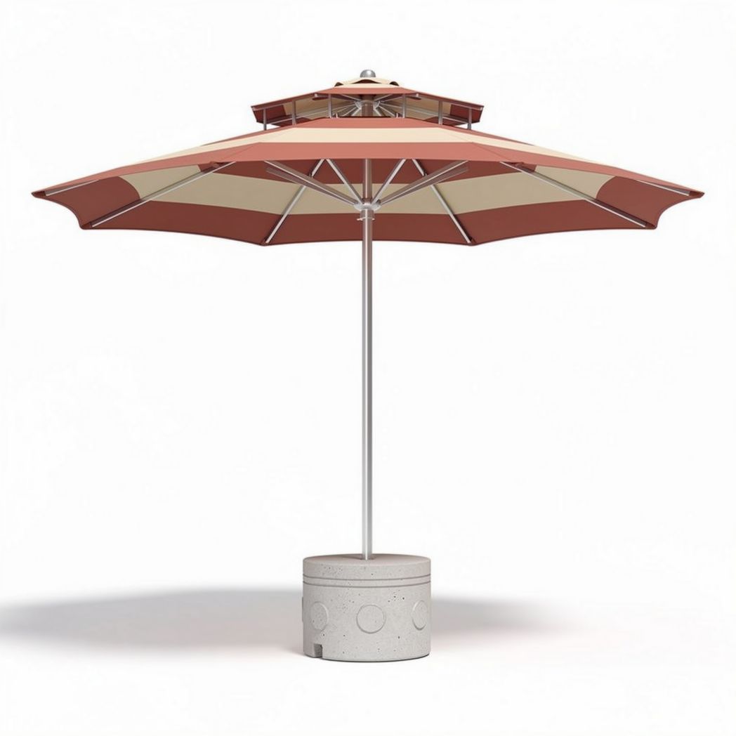 Parasol met betonnen voet en rood-witte strepen 200 x 200 x 250cm