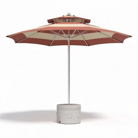Parasol met betonnen voet en rood-witte strepen 200 x 200 x 250cm