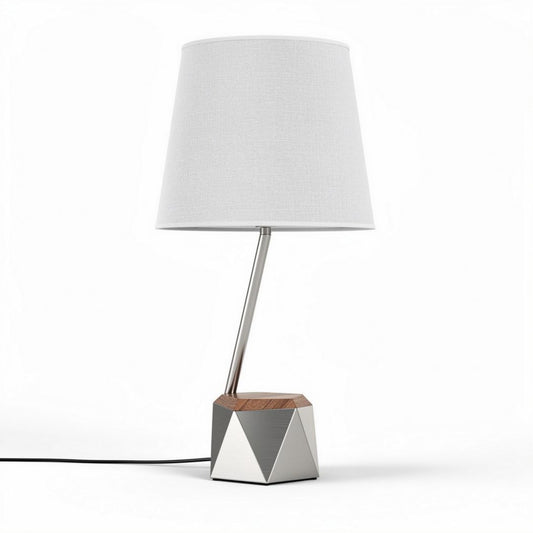 Tafellamp met metalen basis en stoffen lampenkap 30 x 15 x 15cm