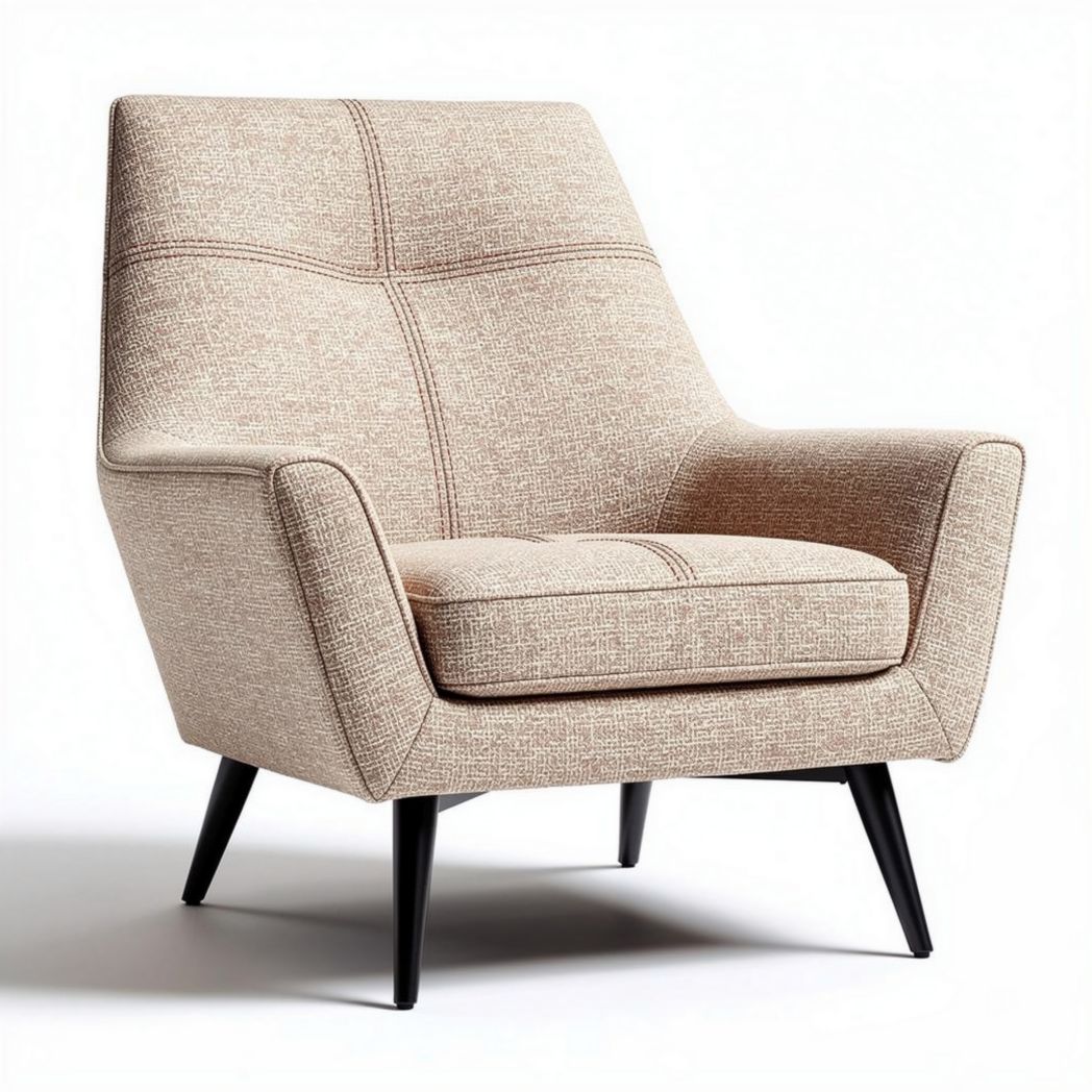 Fluwelen fauteuil in beige met houten poten 80 x 75 x 90cm