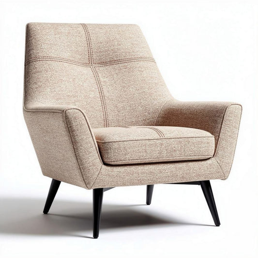 Fluwelen fauteuil in beige met houten poten 80 x 75 x 90cm